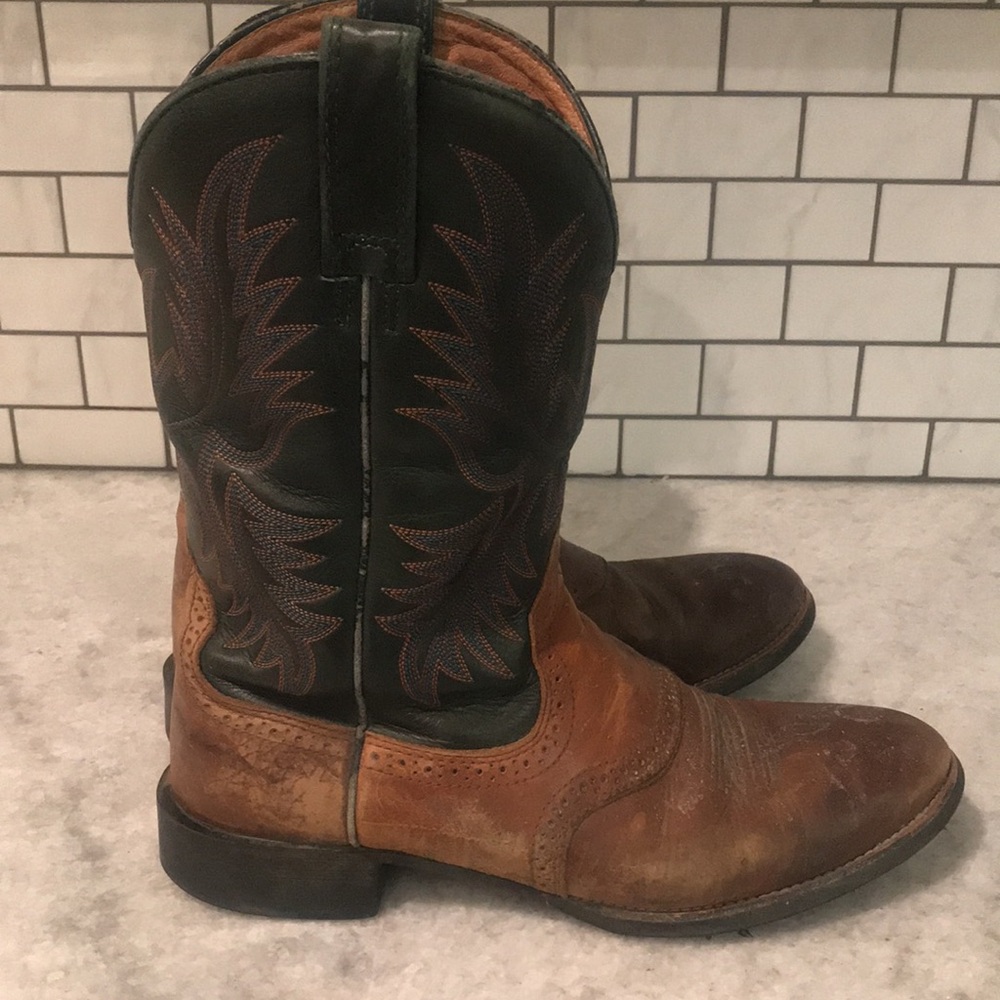 Ariat Western Boots Mens 12 Brown Black Embroidered Style 34928 Cowboy Rodeo - Picture 6 of 13